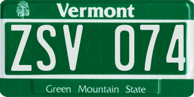 VT license plate ZSV074