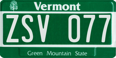 VT license plate ZSV077