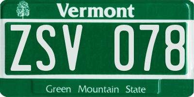 VT license plate ZSV078