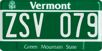 VT license plate ZSV079