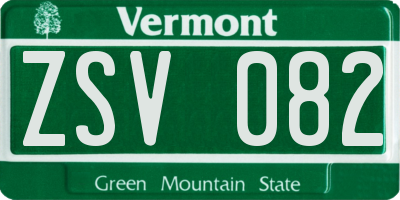 VT license plate ZSV082
