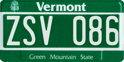 VT license plate ZSV086