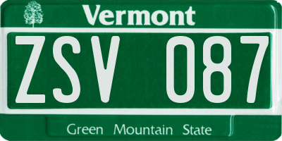 VT license plate ZSV087