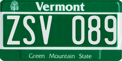 VT license plate ZSV089