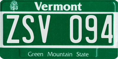 VT license plate ZSV094