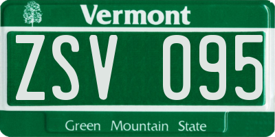 VT license plate ZSV095