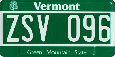 VT license plate ZSV096