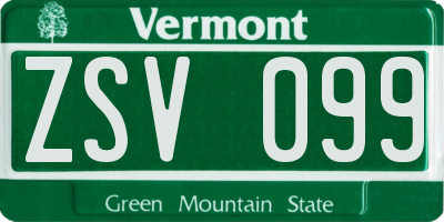 VT license plate ZSV099