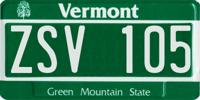 VT license plate ZSV105