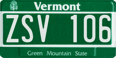 VT license plate ZSV106