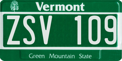 VT license plate ZSV109
