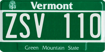 VT license plate ZSV110