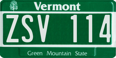 VT license plate ZSV114