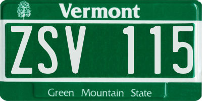 VT license plate ZSV115