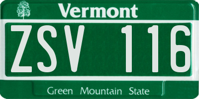 VT license plate ZSV116