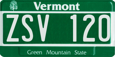 VT license plate ZSV120