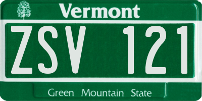 VT license plate ZSV121