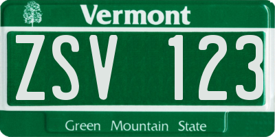VT license plate ZSV123
