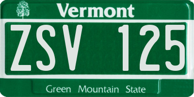 VT license plate ZSV125