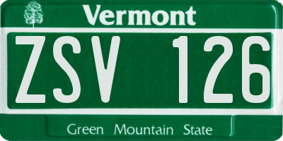 VT license plate ZSV126