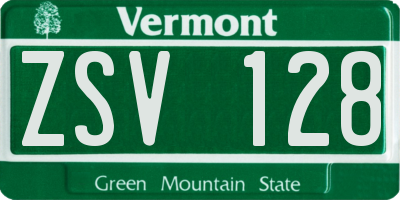 VT license plate ZSV128