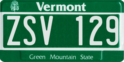 VT license plate ZSV129