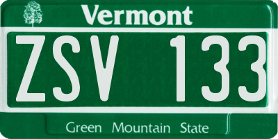 VT license plate ZSV133