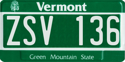 VT license plate ZSV136
