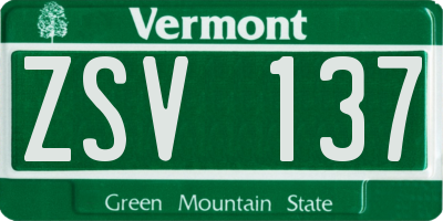 VT license plate ZSV137