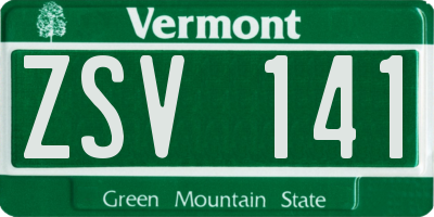 VT license plate ZSV141