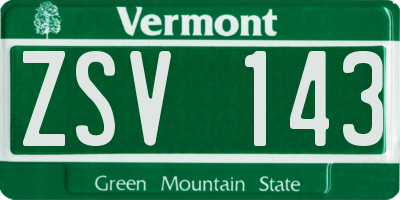 VT license plate ZSV143