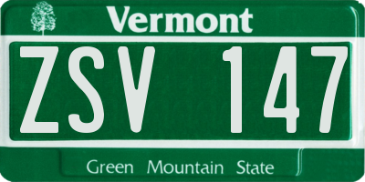 VT license plate ZSV147