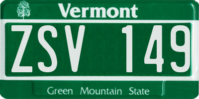 VT license plate ZSV149
