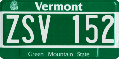VT license plate ZSV152