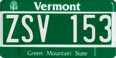 VT license plate ZSV153