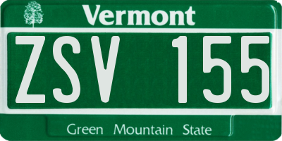VT license plate ZSV155