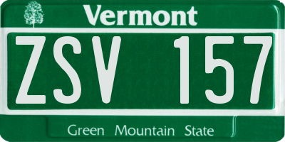 VT license plate ZSV157