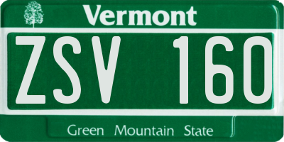 VT license plate ZSV160