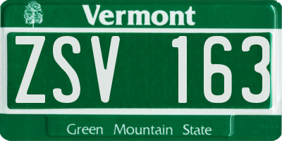 VT license plate ZSV163