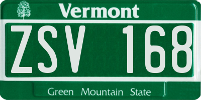 VT license plate ZSV168