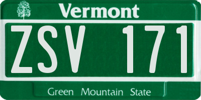 VT license plate ZSV171