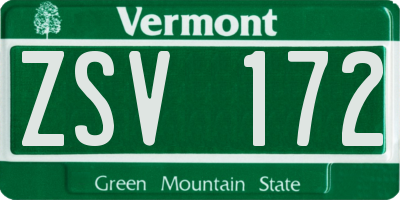 VT license plate ZSV172