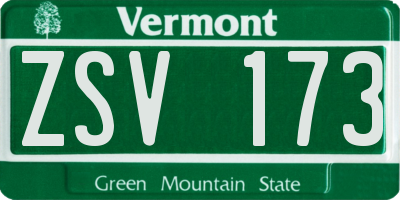 VT license plate ZSV173
