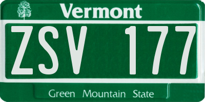VT license plate ZSV177