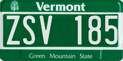 VT license plate ZSV185
