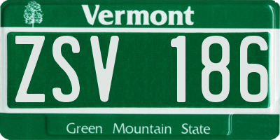 VT license plate ZSV186