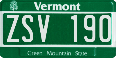 VT license plate ZSV190