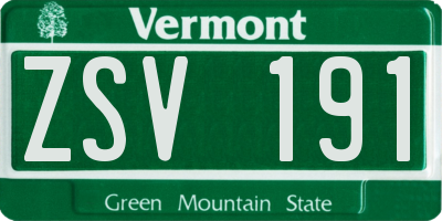 VT license plate ZSV191
