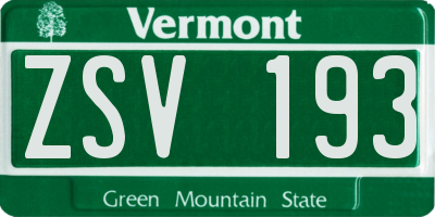 VT license plate ZSV193