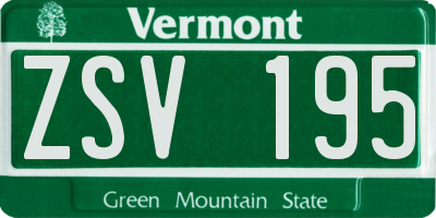 VT license plate ZSV195